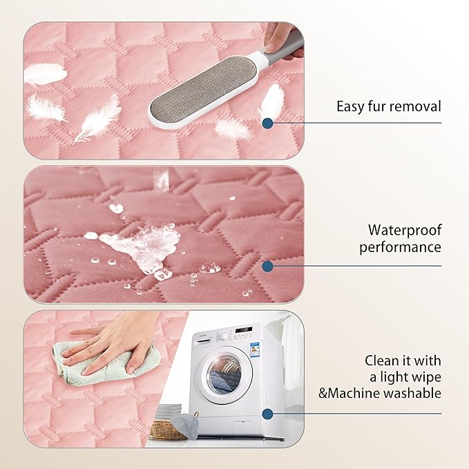 gogobunny 3X Stronger Waterproof Pet Blanket, Scratch Proof Furniture Protector for Dogs Cats, Reversible Cover 30x90 Inch, Dark Pink/Light Pink